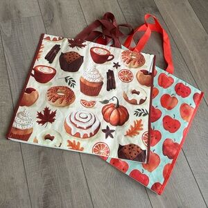 Homegoods TJMaxx Marshalls Fall Treats & Apple Print Tote Bags (Set of 2) NWOT